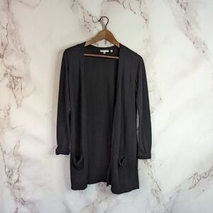 Vince Cardigan Size XS Cotton Black Open Knit Sweater Pockets Longline